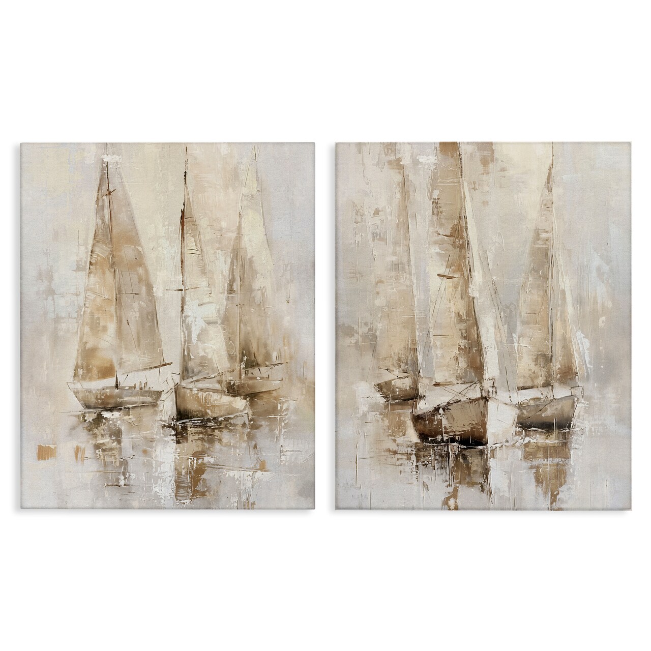 Stupell Industries Neutral Toned Sailboats 2pc Canvas Wall Art Set Design by Nina Blue